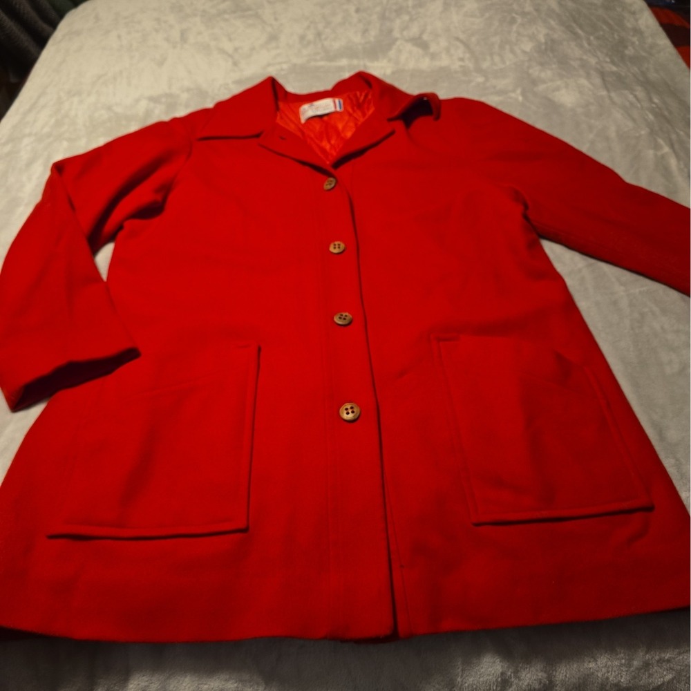 Pendleton Vintage 1960 Knockabouts Red Wool Coat Women's Dress Coat, Pea Coat